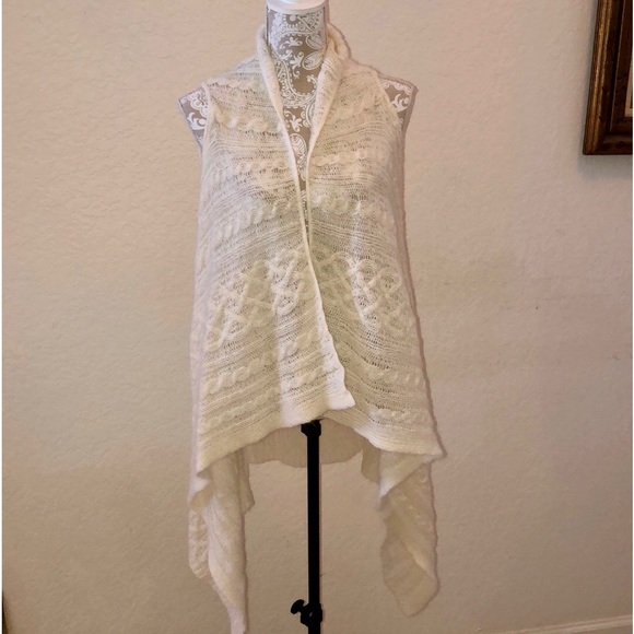 Relais Mohair blend open sleeveless sweater ivory sz L - Picture 2 of 13